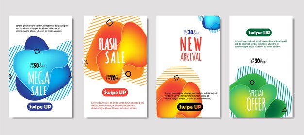 Dynamic abstract fluid mobile for sale banners Sale banner template design Mega sale special offer set design for flyer gift card Poster on wall coverbook banner social media