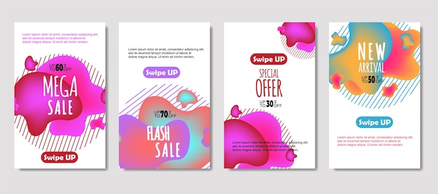 Dynamic abstract fluid mobile for sale banners Sale banner template design Mega sale special offer set design for flyer gift card Poster on wall coverbook banner social media