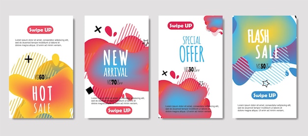 Free vector dynamic abstract fluid mobile for sale banners sale banner template design mega sale special offer set design for flyer gift card poster on wall coverbook banner social media