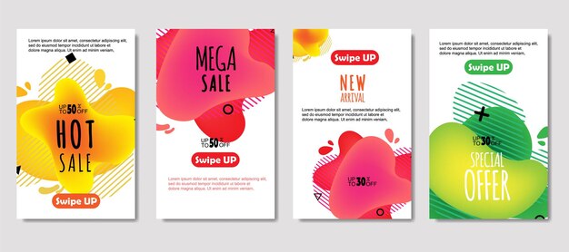 Dynamic abstract fluid mobile for sale banners Sale banner template design Mega sale special offer set design for flyer gift card Poster on wall coverbook banner social media