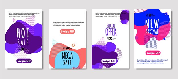 Dynamic abstract fluid mobile for sale banners Sale banner template design Mega sale special offer set design for flyer gift card Poster on wall coverbook banner social media