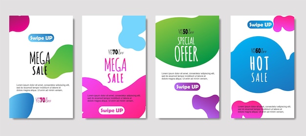 Dynamic abstract fluid mobile for sale banners Sale banner template design Mega sale special offer set design for flyer gift card Poster on wall coverbook banner social media