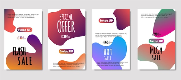 Dynamic abstract fluid mobile for sale banners Sale banner template design Mega sale special offer set design for flyer gift card Poster on wall coverbook banner social media