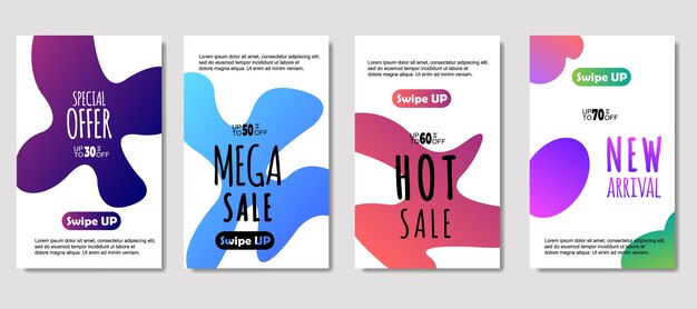 Dynamic abstract fluid mobile for sale banners Sale banner template design Mega sale special offer set design for flyer gift card Poster on wall coverbook banner social media