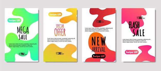 Dynamic abstract fluid mobile for sale banners Sale banner template design Mega sale special offer set design for flyer gift card Poster on wall coverbook banner social media