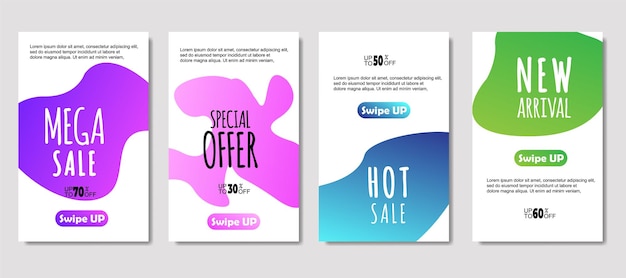 Dynamic abstract fluid mobile for sale banners Sale banner template design Mega sale special offer set design for flyer gift card Poster on wall coverbook banner social media