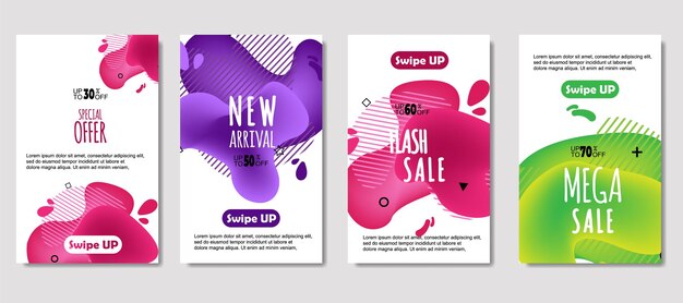 Dynamic abstract fluid mobile for sale banners Sale banner template design Mega sale special offer set design for flyer gift card Poster on wall coverbook banner social media