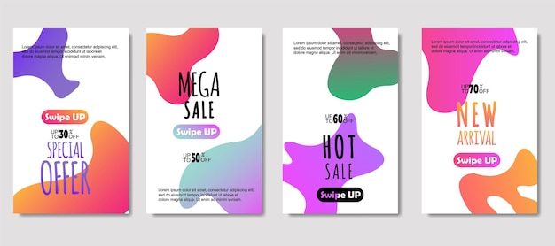 Dynamic abstract fluid mobile for sale banners Sale banner template design Mega sale special offer set design for flyer gift card Poster on wall coverbook banner social media