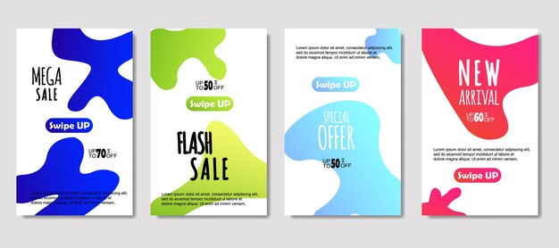 Dynamic abstract fluid mobile for sale banners Sale banner template design Mega sale special offer set design for flyer gift card Poster on wall coverbook banner social media