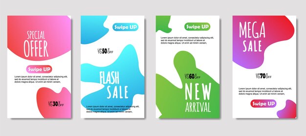 Dynamic abstract fluid mobile for sale banners Sale banner template design Mega sale special offer set design for flyer gift card Poster on wall coverbook banner social media