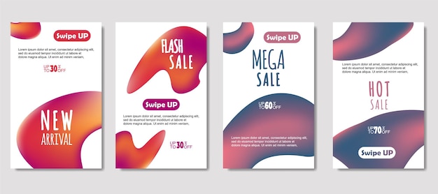 Free Vector dynamic abstract fluid mobile for sale banners sale banner template design mega sale special offer set design for flyer gift card poster on wall coverbook banner social media