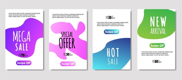 Dynamic abstract fluid mobile for sale banners Sale banner template design Mega sale special offer set design for flyer gift card Poster on wall coverbook banner social media