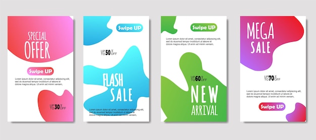 Dynamic abstract fluid mobile for sale banners Sale banner template design Mega sale special offer set design for flyer gift card Poster on wall coverbook banner social media