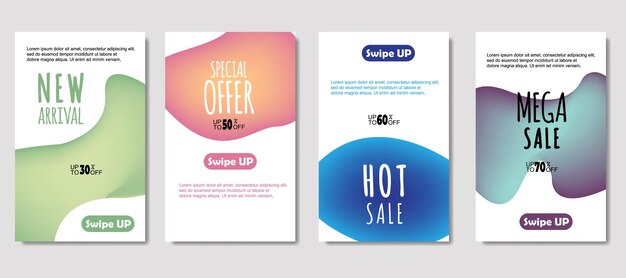 Dynamic abstract fluid mobile for sale banners Sale banner template design Mega sale special offer set design for flyer gift card Poster on wall coverbook banner social media