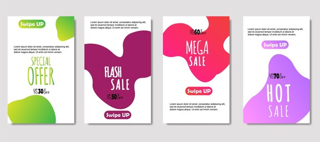 Dynamic abstract fluid mobile for sale banners Sale banner template design Mega sale special offer set design for flyer gift card Poster on wall coverbook banner social media