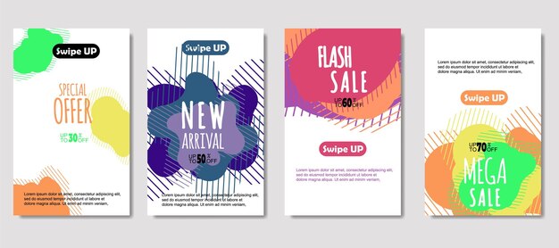 Dynamic abstract fluid mobile for sale banners Sale banner template design Mega sale special offer set design for flyer gift card Poster on wall coverbook banner social media