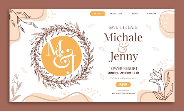 Free Vector dynamic floral wedding landing page