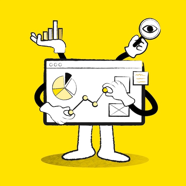 Free Vector e-commerce business analytics board vector doodle yellow illustration