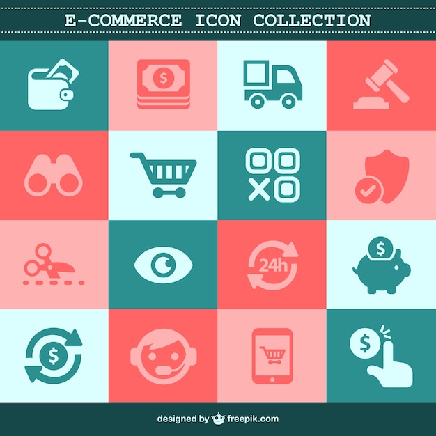 Free Vector e-commerce flat set 