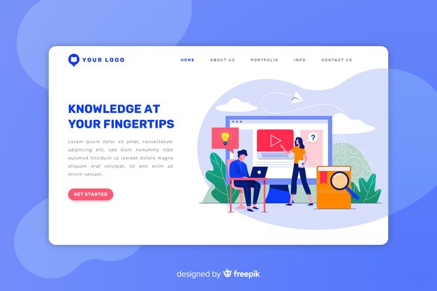 E-learning concept flat landing page