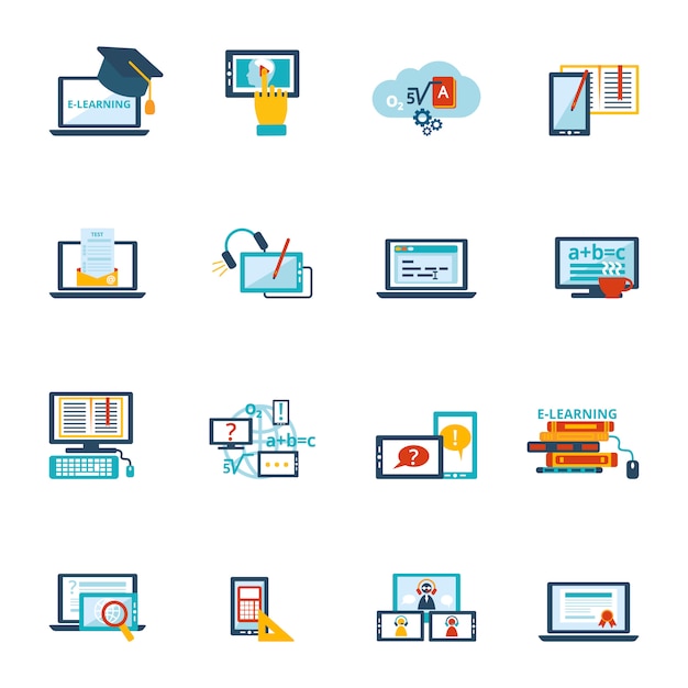 E-learning icon flat