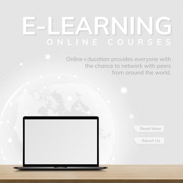 Free Vector e-learning template future technology