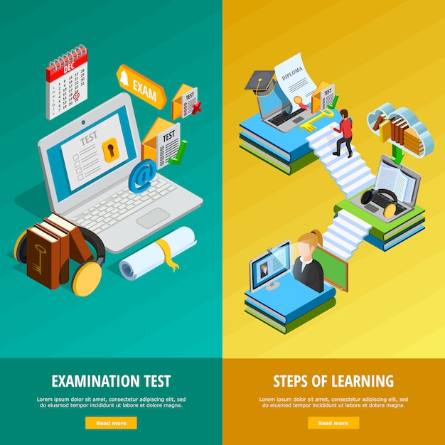 Free Vector e-learning vertical banners set 