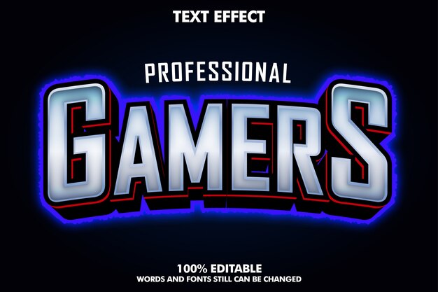 E-sport gamers text effect with blue light outline