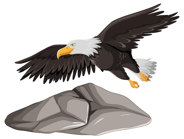 Free vector eagle flying over gray rock