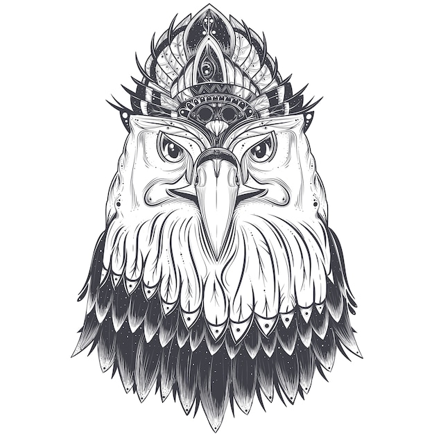 Free Vector eagle head with feather comb