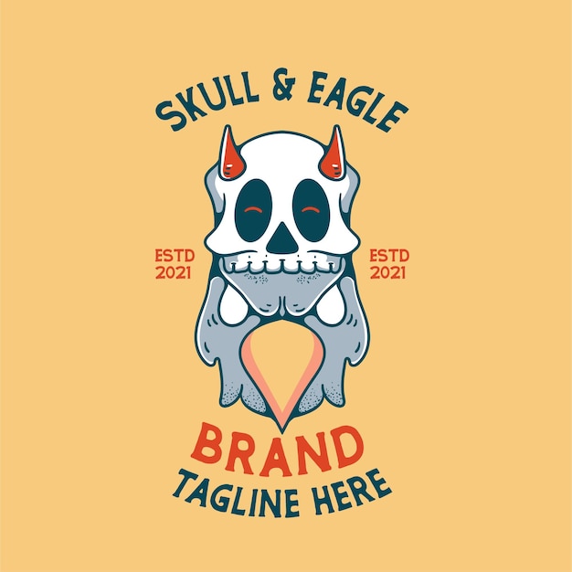 Eagle With Skull Illustration character vintage design for t shirts