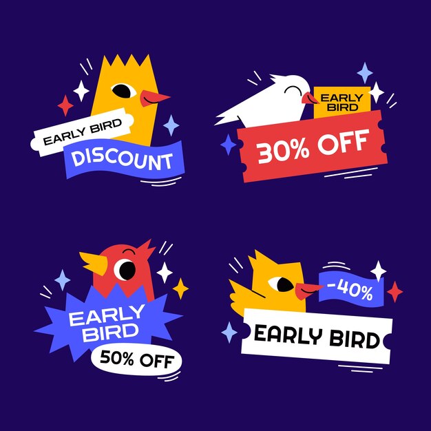 Early bird badges collection design