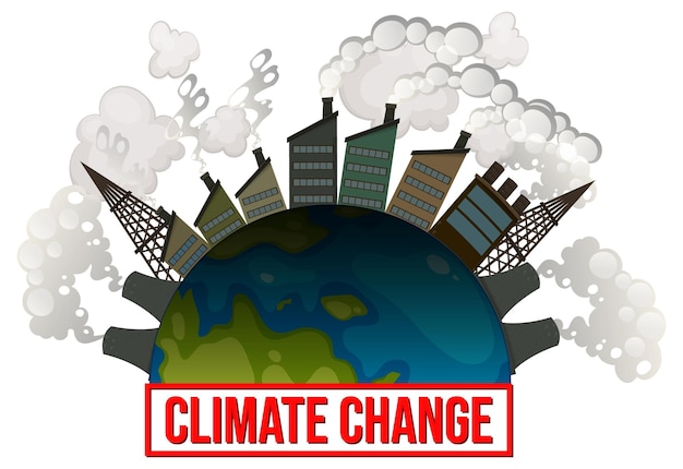 Free Vector earth climate change pollution danger in cartoon style