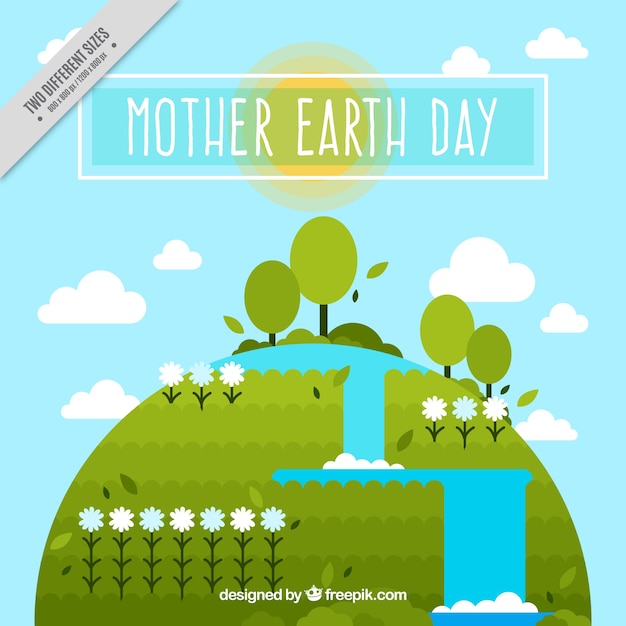 Earth day background with natural elements in flat design