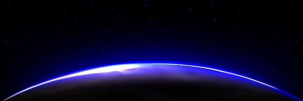 Free Vector earth in galaxy with rising sun outline edge