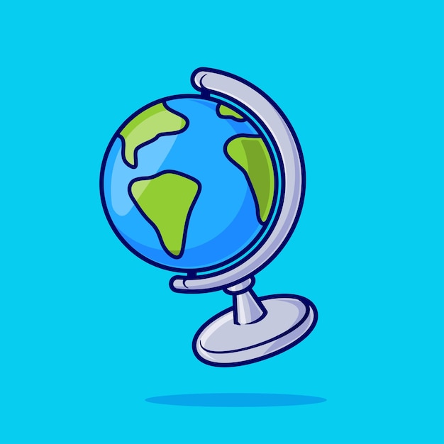 Free Vector earth globe world cartoon vector icon illustration education object icon isolated flat vector