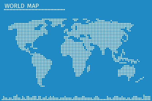 Earth globe world map of dots. Global geography in dotted pattern,