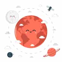 Free vector earth and moon concept illustration