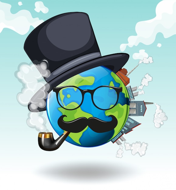 Earth wearing glasses and hat