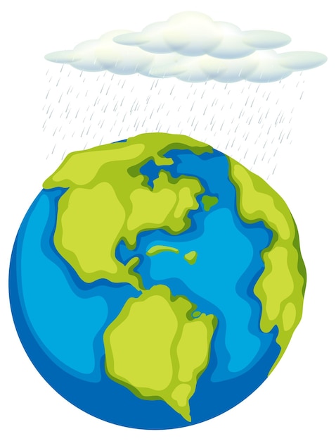 Free Vector earth with rain cloud