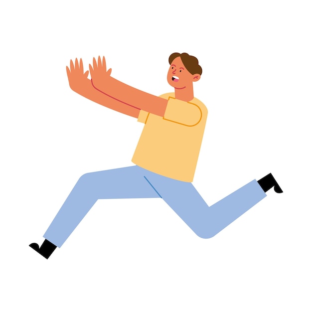 earthquake illustration of a guy running