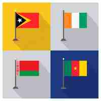 Free vector east timor ivory coast belarus cameroon flags