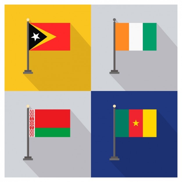 Free Vector east timor ivory coast belarus cameroon flags