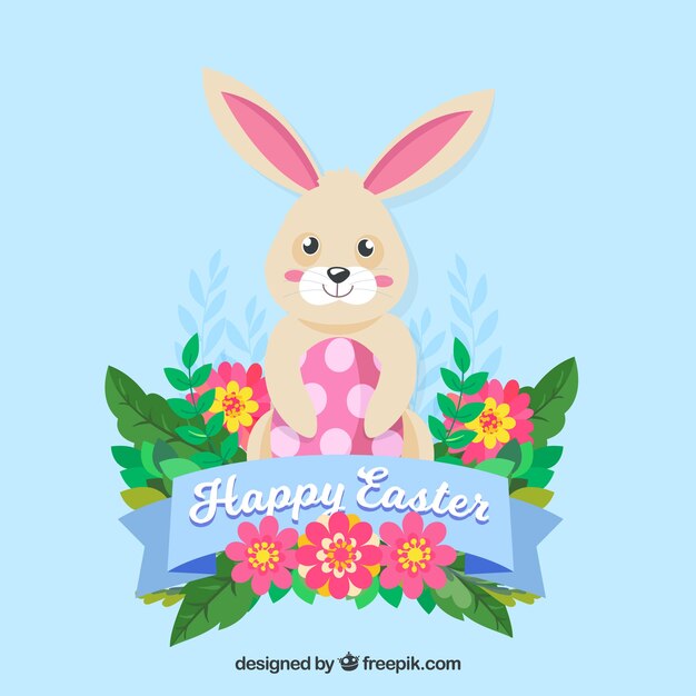 Easter background with cute bunny