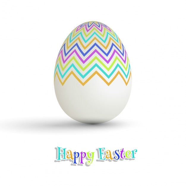 Free vector easter background with egg with zigzag lines