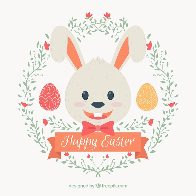 Easter background with smiling bunny