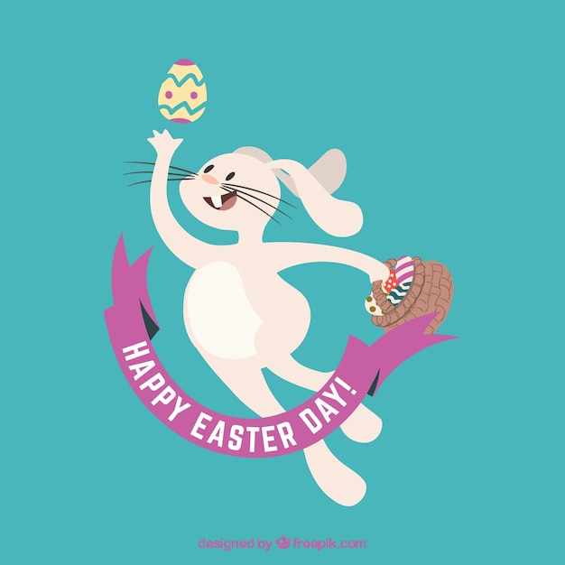 Easter Bunny Jumping Illustration