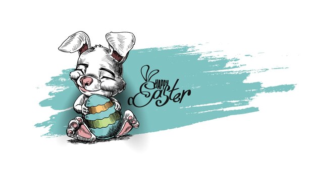 Easter bunny with Easter Eggs Greeting card Poster Design