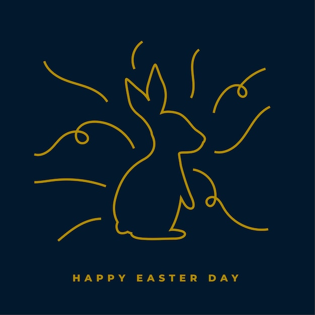 Easter card in line style with rabbit shape