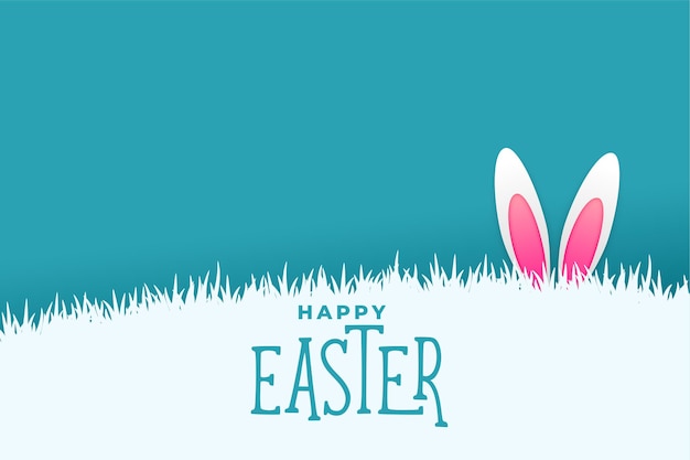 Easter card with bunny rabbit peeing behind grass